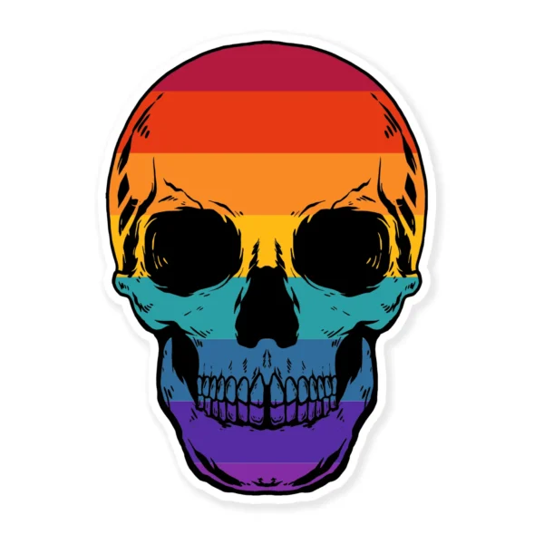 Rainbow Skull Cool Cage Sticker Rainbow Skull Sticker