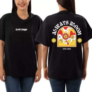 CoolCage Premium Cotton Black Oversized Always Bloom T-shirt