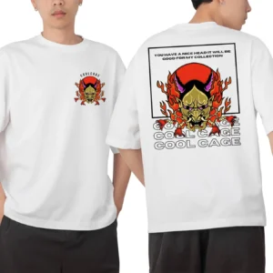 CoolCage Premium Cotton White Oversized Beast C Dragon T-shirt