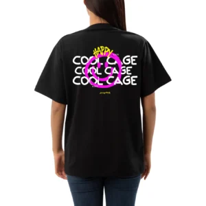 CoolCage Premium Cotton Black Oversized Happy Drippy T-shirt