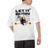 CoolCage Premium Cotton White Oversized Let It Burn T-shirt