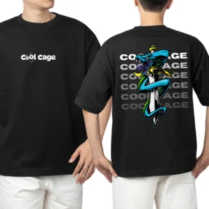 CoolCage Premium Cotton Black Oversized Overcoming Demon T-shirt
