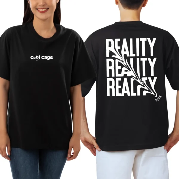 Reality Hits Oversized Cotton Tshirt CoolCage Premium Cotton Black Oversized Reality Hits T-shirt
