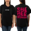 CoolCage Premium Cotton Black Oversized She Her Woman T-shirt