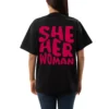 CoolCage Premium Cotton Black Oversized She Her Woman T-shirt
