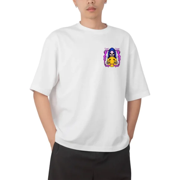 Skull Wizard X Smile Oversized Cotton Tshirt (2) CoolCage Premium Cotton White Oversized Skull Wizard X Smile T-shirt