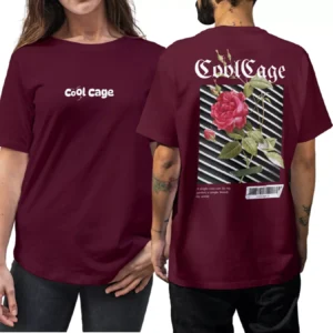 CoolCage Premium Cotton Oversized Vintage Rose T-shirt
