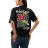 CoolCage Premium Cotton Black Oversized Vintage Rose T-shirt