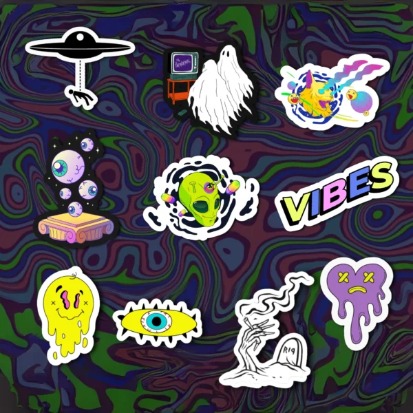 Aesthetic & Trippy pack 10 - Copy Trippy & Aesthetic Coolcage Stickers Pack (10 Stickers)