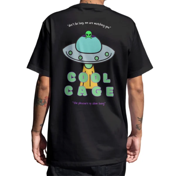 CoolCage Aliens Watching You Unisex Oversized T-shirt (5) Coolcage Aliens Watching You Unisex Oversized Black Tshirt