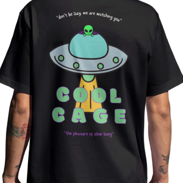 CoolCage Aliens Watching You Unisex Oversized T-shirt (6) Coolcage Aliens Watching You Unisex Oversized Black Tshirt
