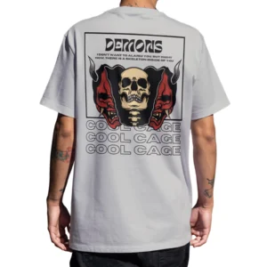 Coolcage Demon Skull Unisex Oversized Grey Tshirt