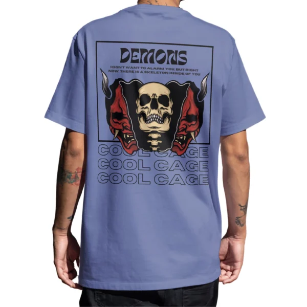 CoolCage Demon Skull Unisex Oversized T-shirt (4) Coolcage Demon Skull Unisex Oversized Purple Tshirt
