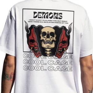 Coolcage Demon Skull Unisex Oversized White Tshirt