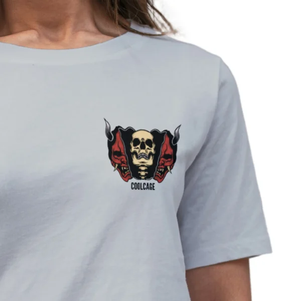 CoolCage Demon Skull Unisex Oversized T-shirt (9) Coolcage Demon Skull Unisex Oversized Grey Tshirt