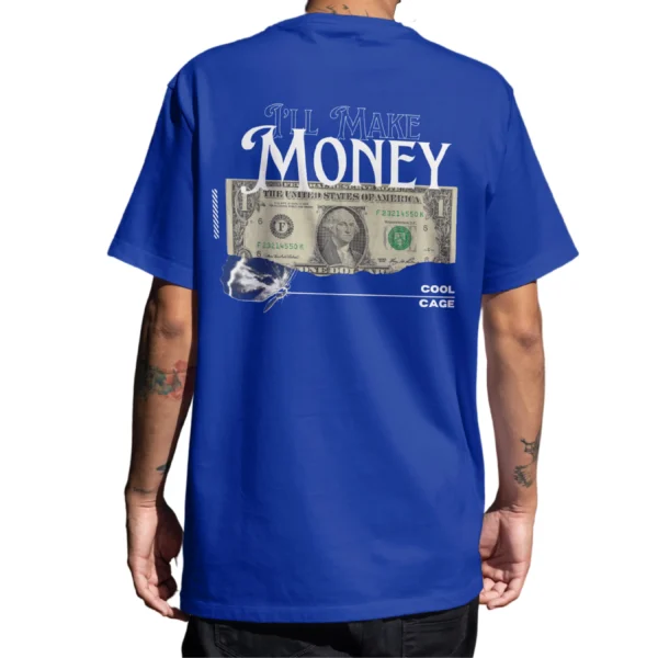 CoolCage I’ll Make Money Unisex Oversized T-shirt (8) Coolcage I'll Make Money Unisex Oversized Blue Tshirt