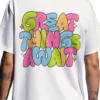 Coolcage Great Things Await Unisex Oversized White Tshirt