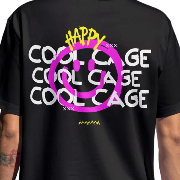 Coolcage Happy Drippy Unisex Oversized Tshirt (10) Coolcage Happy Drippy Unisex Oversized Black Tshirt
