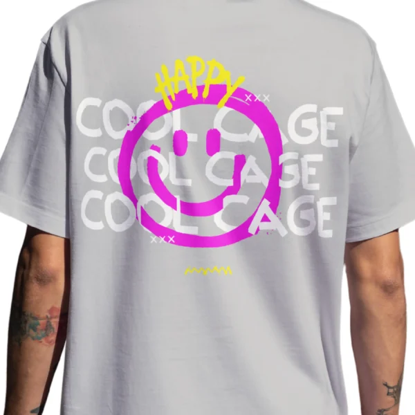Coolcage Happy Drippy Unisex Oversized Tshirt (4) Coolcage Happy Drippy Unisex Oversized Grey Tshirt