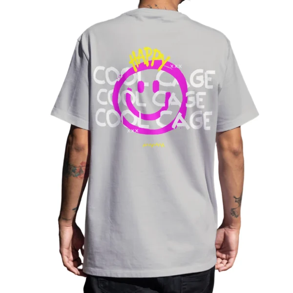 Coolcage Happy Drippy Unisex Oversized Tshirt (5) Coolcage Happy Drippy Unisex Oversized Grey Tshirt