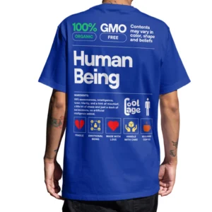 Coolcage Human Being Proven Unisex Oversized Blue Tshirt