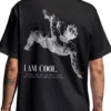 Coolcage I Am Cool Unisex Oversized Black Tshirt