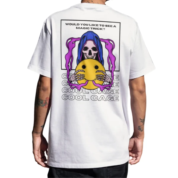 Coolcage Skull Wizard X Smile Unisex Oversized Tshirt (2) Coolcage Skull Wizard X Smile Unisex Oversized White Tshirt
