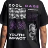 Coolcage Youth Impact Unisex Oversized Black Tshirt