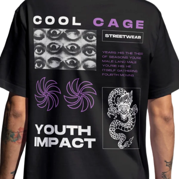 Coolcage Youth Impact Unisex Oversized Tshirt (2) Coolcage Youth Impact Unisex Oversized Black Tshirt