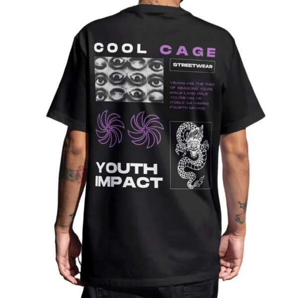 Coolcage Youth Impact Unisex Oversized Tshirt Coolcage Youth Impact Unisex Oversized Black Tshirt