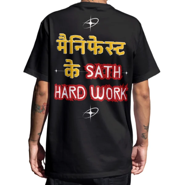 Coolcage manifest ke sath hard work unisex oversized tshirt (5) Coolcage Manifest Ke Sath Hard Work Unisex Oversized Black Tshirt